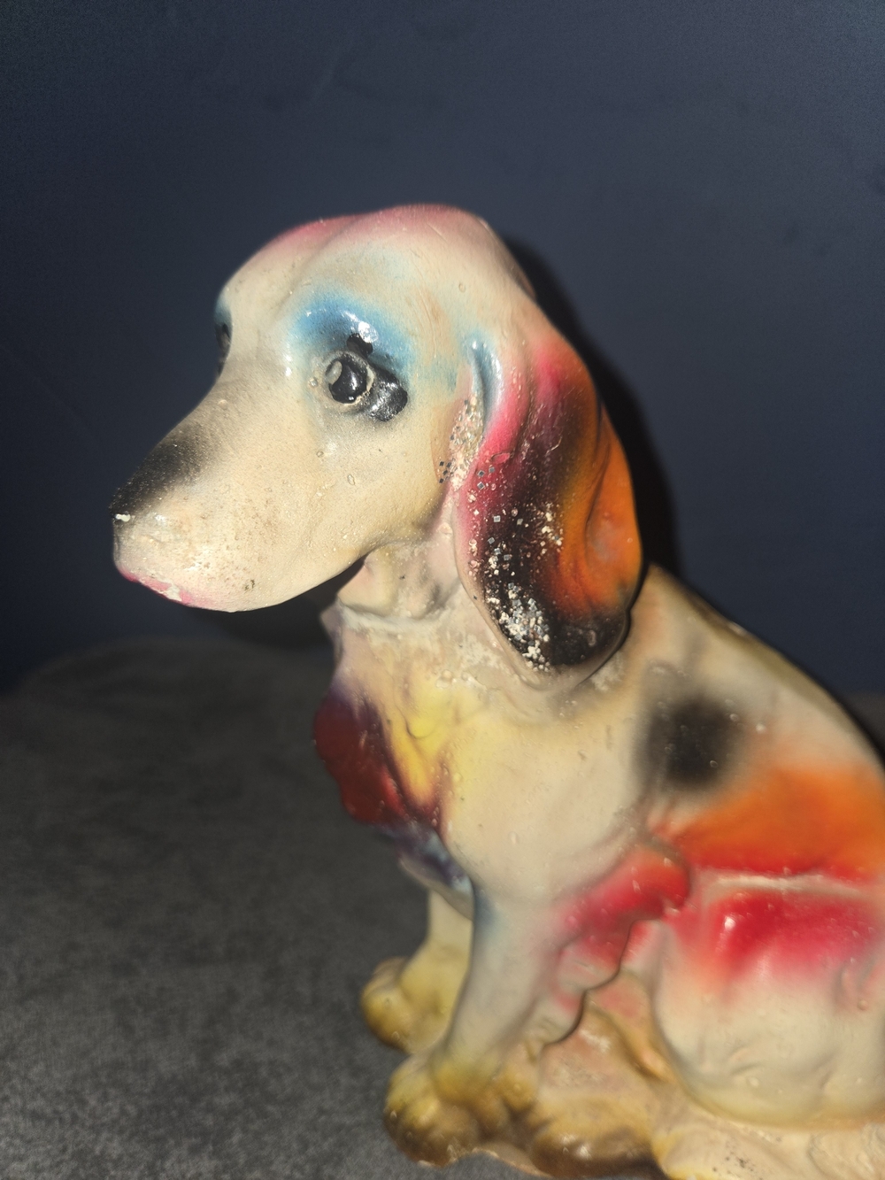Vintage Carnival Chalkware Dog Figurine Mid-Century RARE